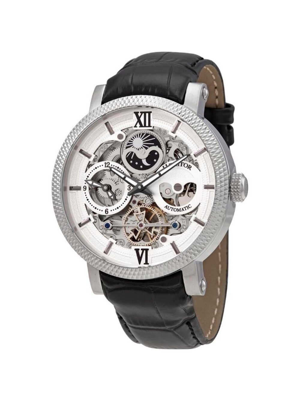 NWT Heritor Aries Automatic Silver Skeleton Dial Men's Watch